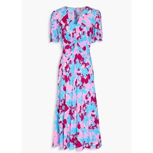NWOT Anaba Twisted Floral-print Crepe de Chine Midi Dress